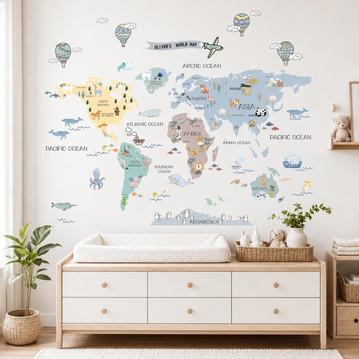 World Map Custom Sky Textile Decal for Nursery product image 5 by Dos Junior