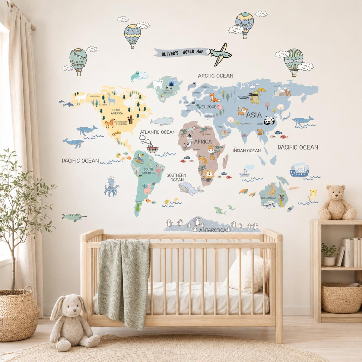 World Map Custom Sky Textile Decal for Nursery product image 6 by Dos Junior