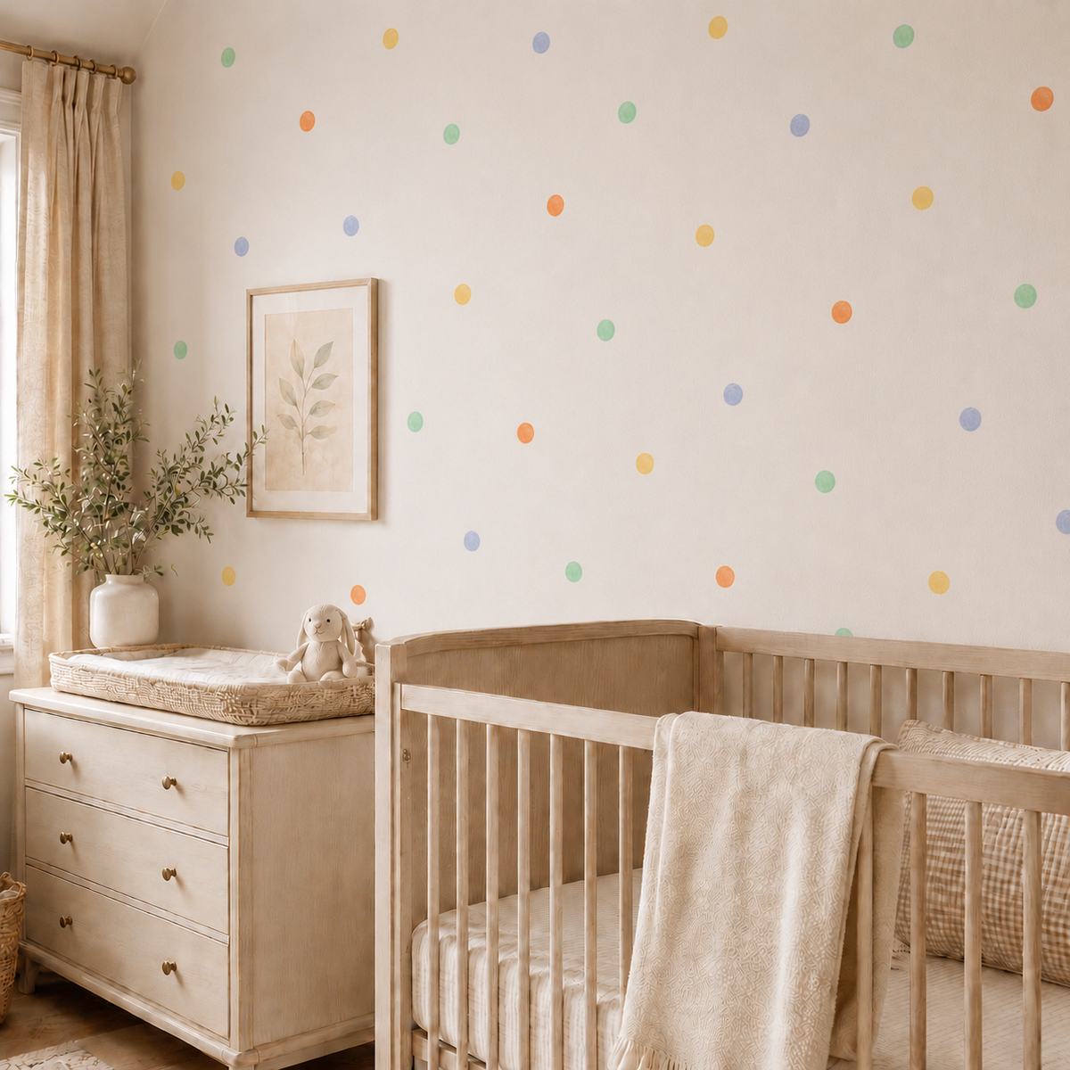 Rainbow Polka Dots Fabric Wall Decals