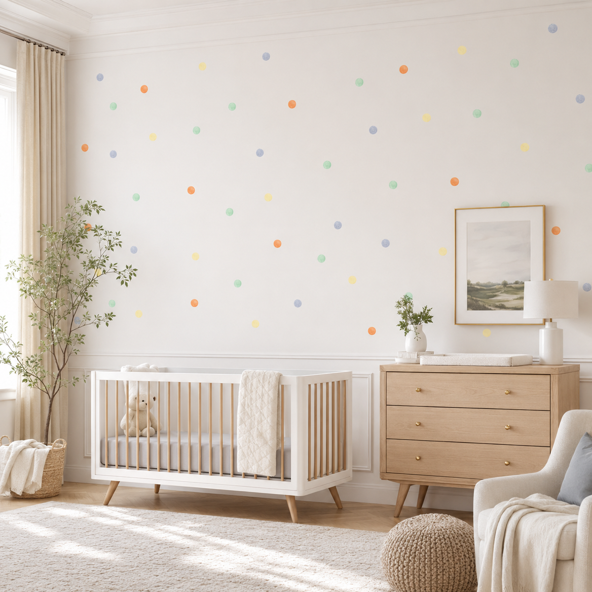Rainbow Polka Dots Fabric Wall Decals