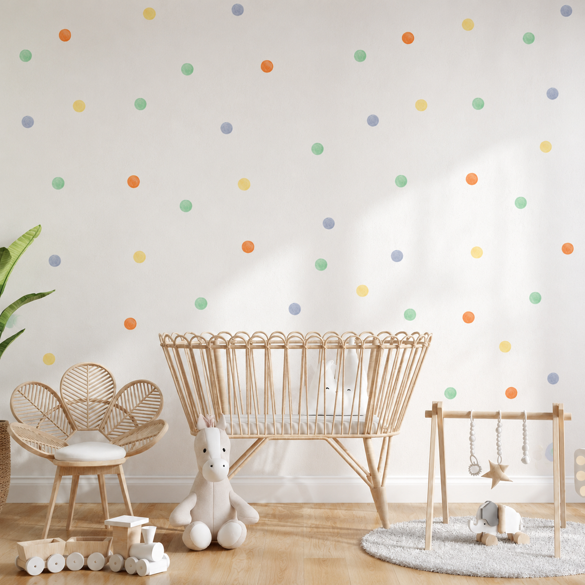 Rainbow Polka Dots Fabric Wall Decals