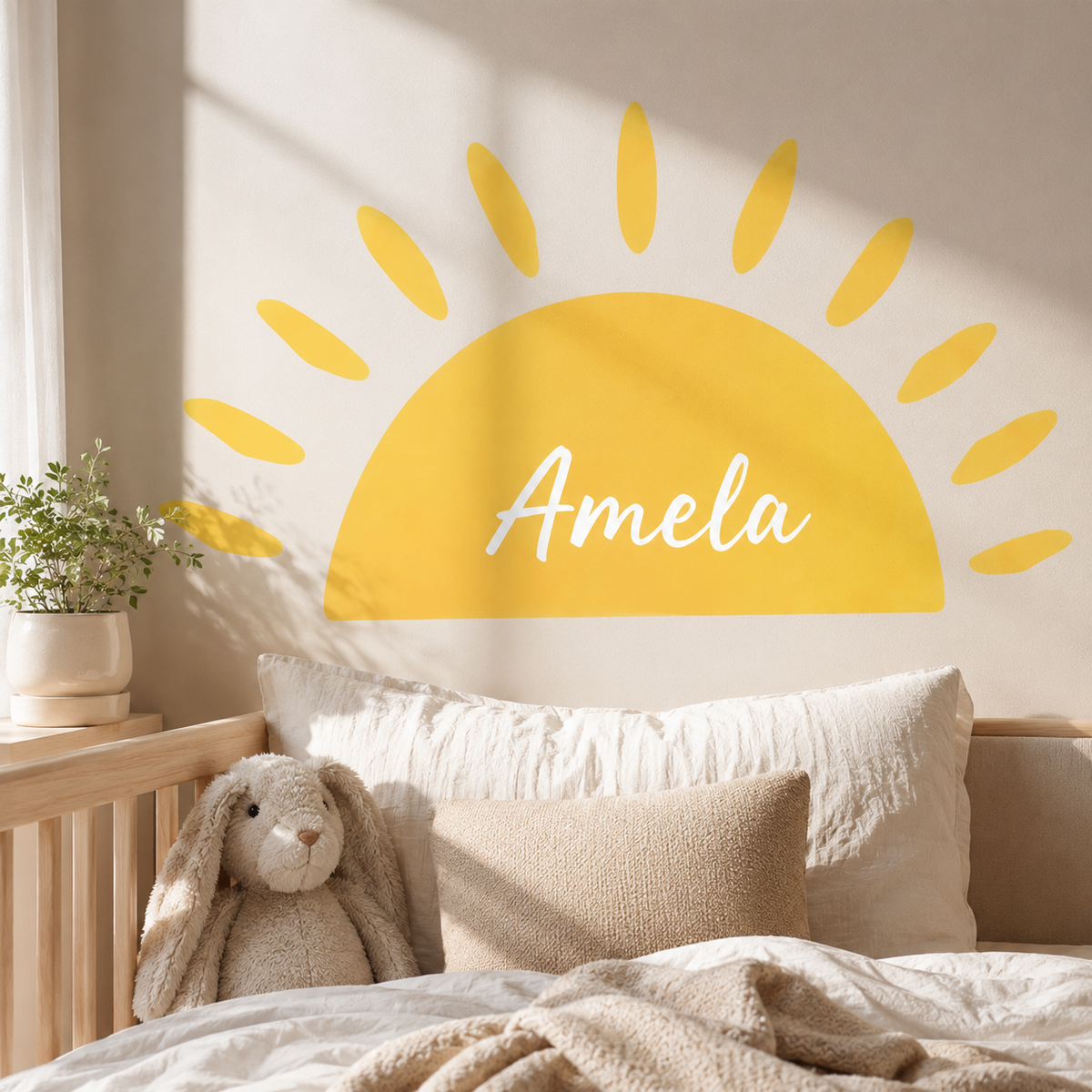 Personalized Half Sun Fabric Wall Decal