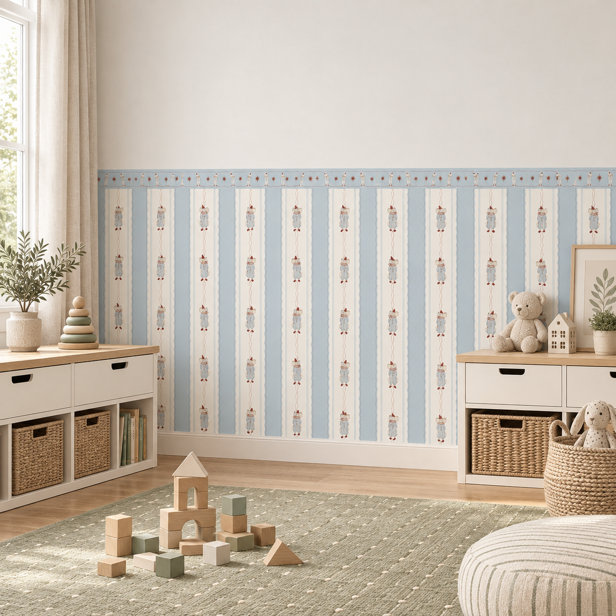 Vintage Circus Mouse Peel and Stick Half Wall Wallpaper