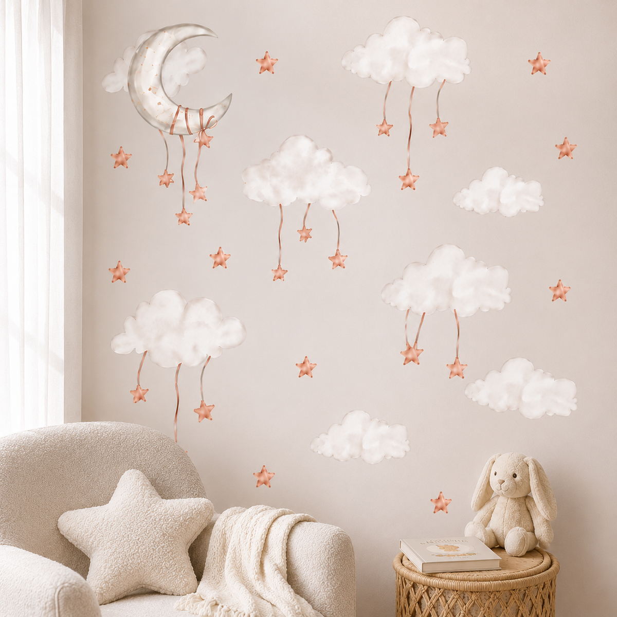 Moon and Clouds Fabric Wall Decals