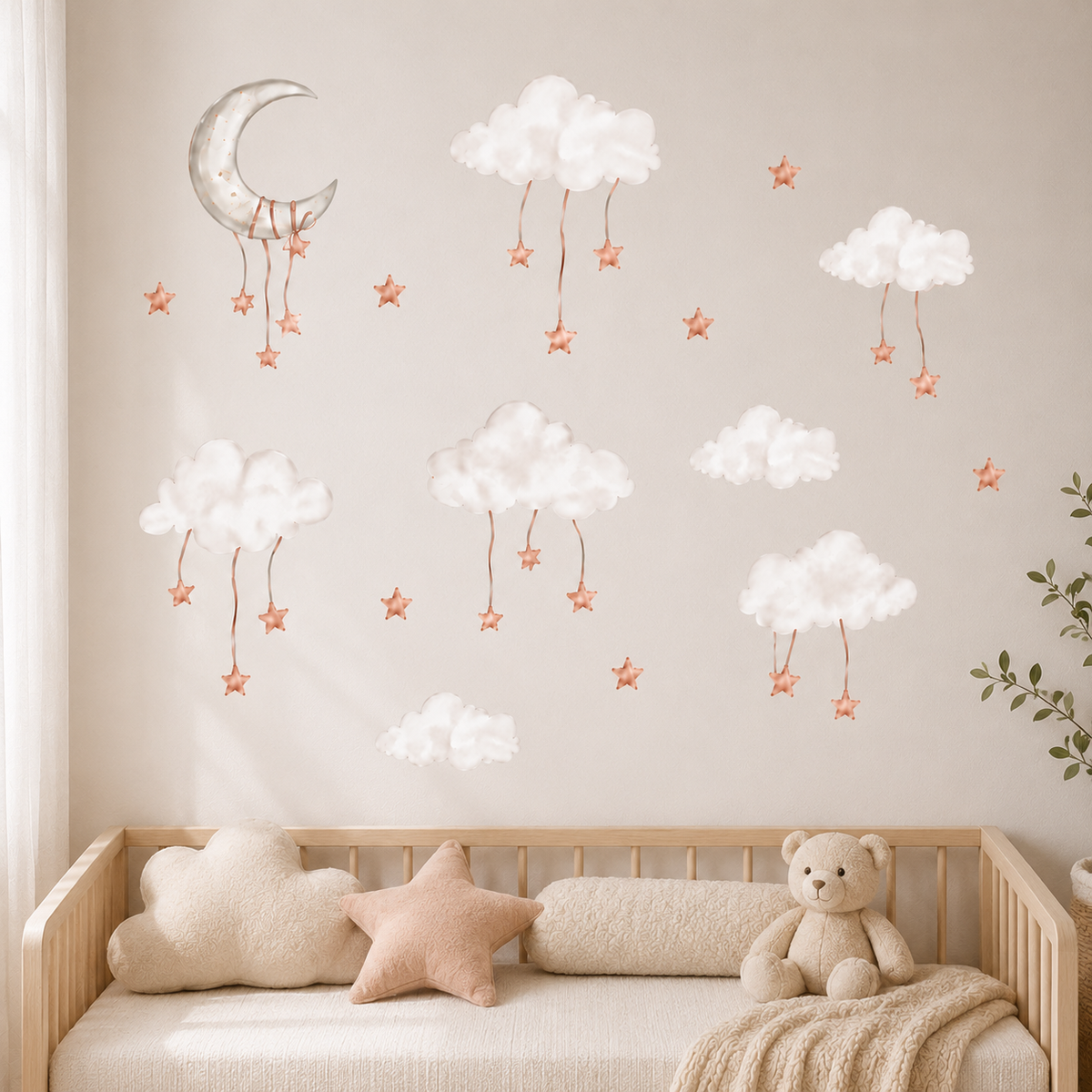 Moon and Clouds Fabric Wall Decals