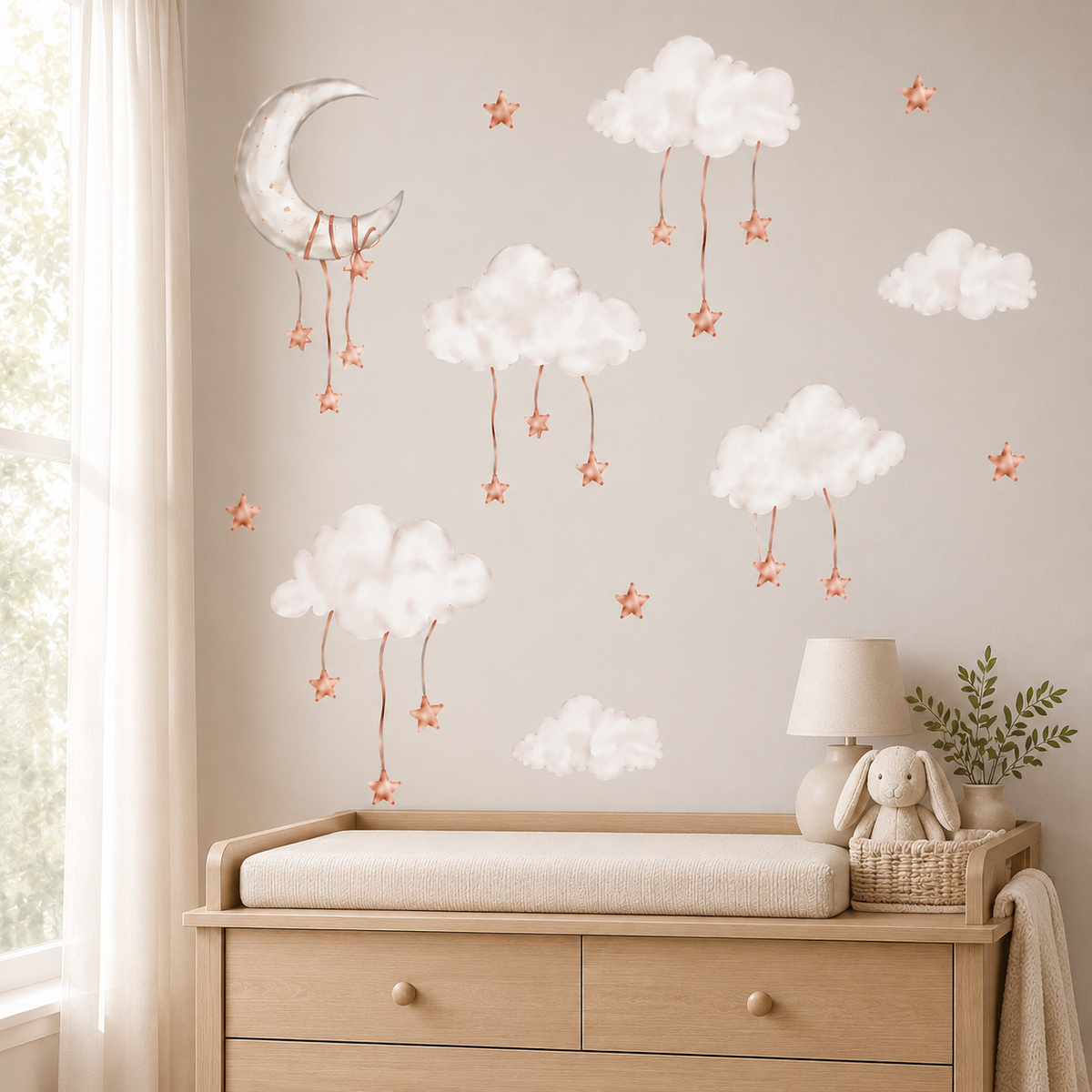 Moon and Clouds Fabric Wall Decals