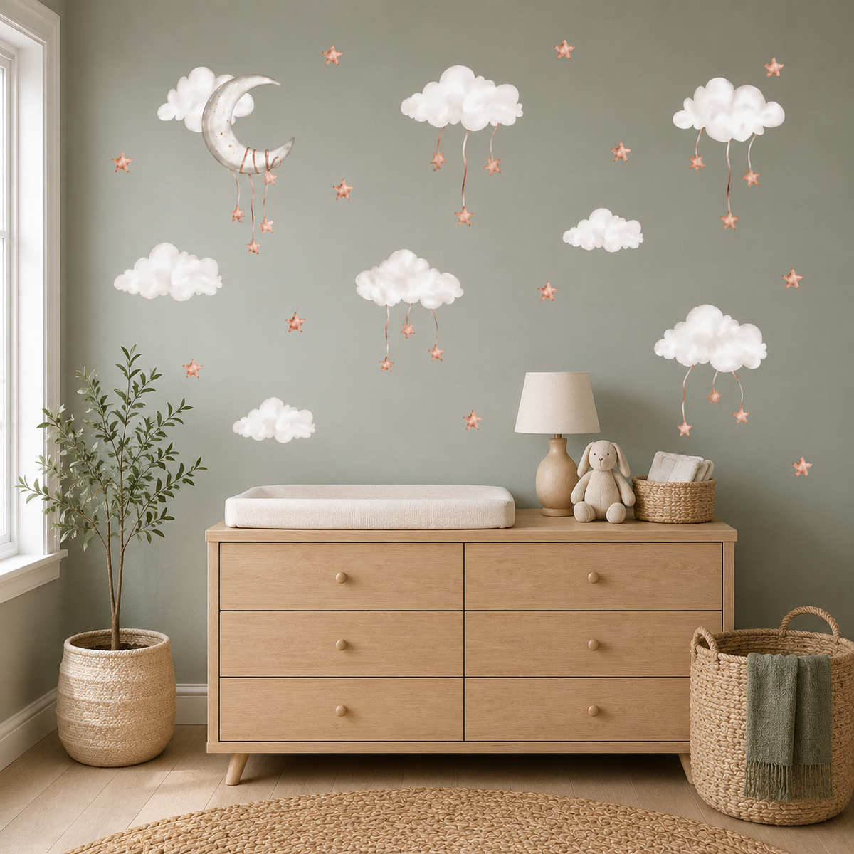 Moon and Clouds Fabric Wall Decals