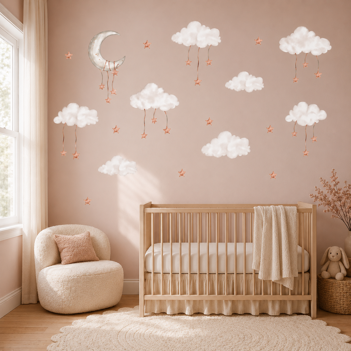 Moon and Clouds Fabric Wall Decals