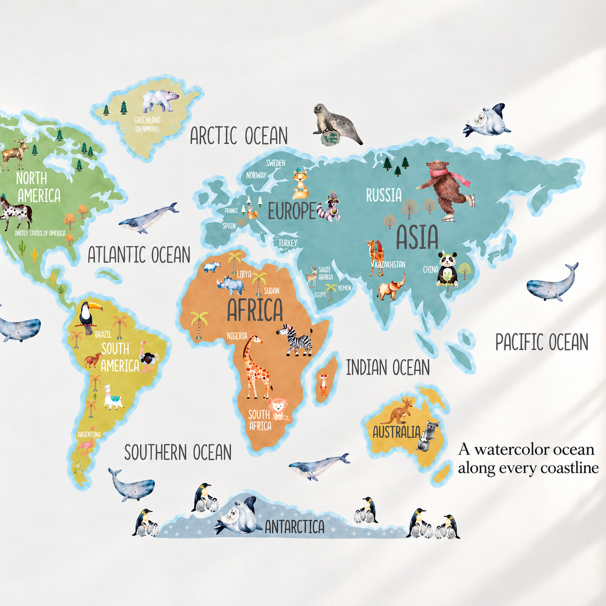 Brave World Map Fabric Wall Decal