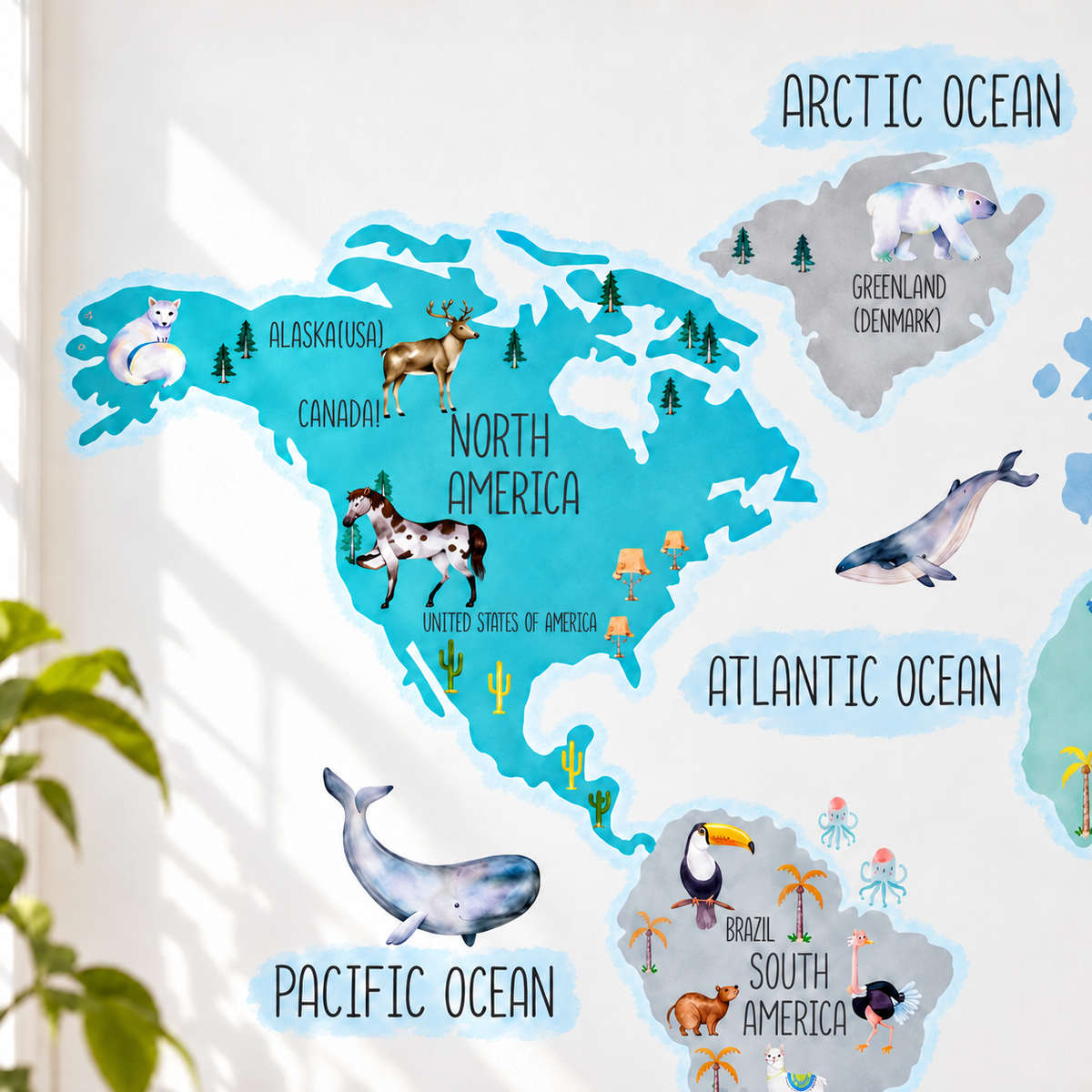Kind World Map Fabric Wall Decal