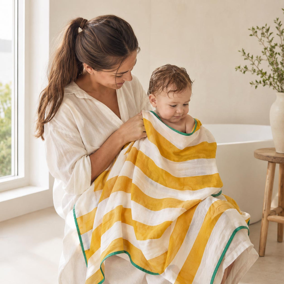 Sunshine Striped Cotton Muslin Wrap product image 3 by Dos Junior