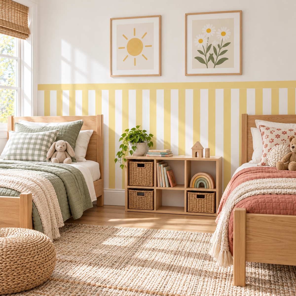Stripe Peel and Stick Half Wall Wallpaper | Butter Yellow