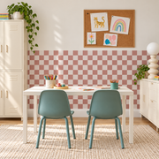 Checkerboard Peel and Stick Dusty Half Wall Wallpaper