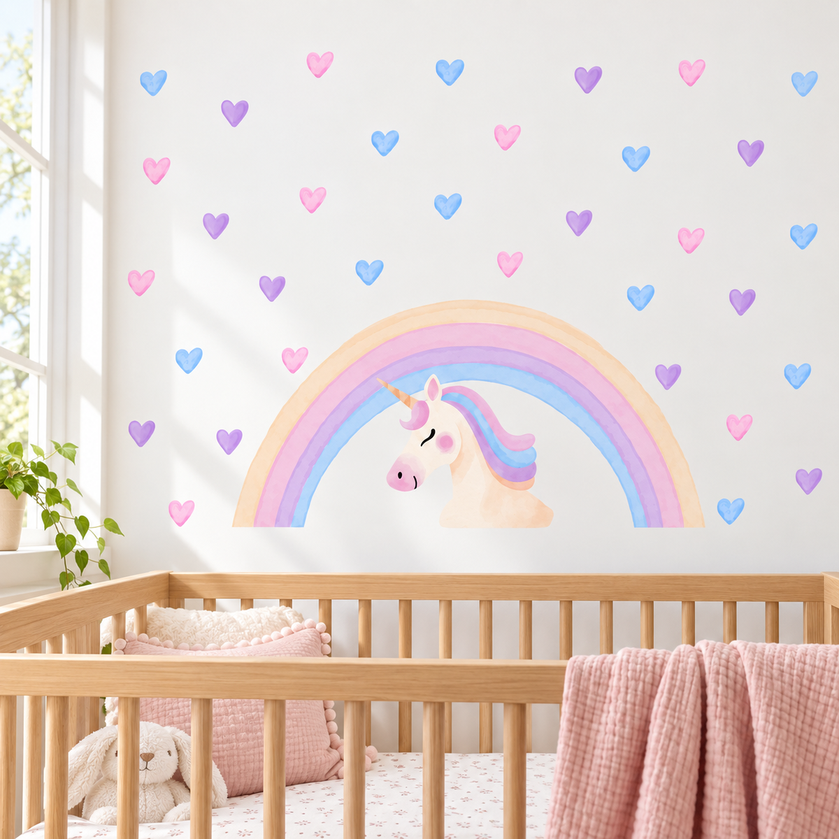 Rainbow Unicorn Fabric Wall Decals