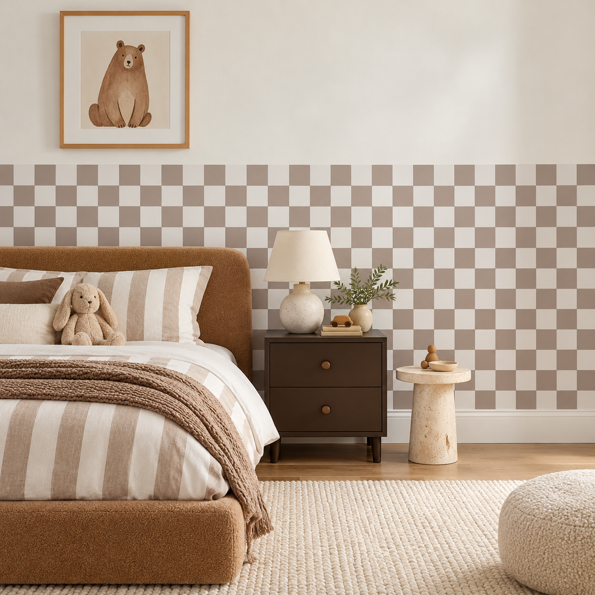 Checkerboard Peel and Stick Bohem Half Wall Wallpaper