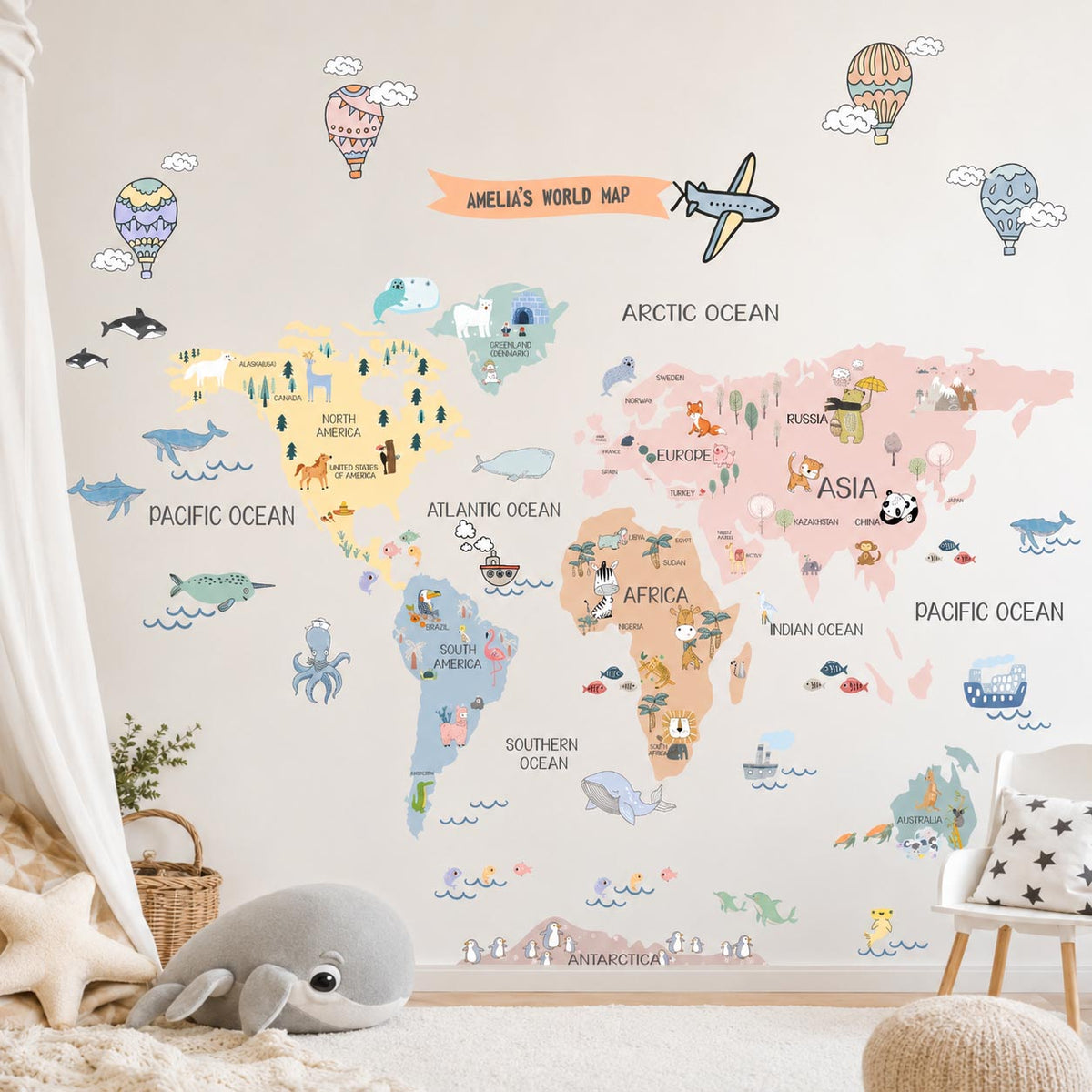 World Map Custom Dreamy Textile Decal for Kids Room product image 2 by Dos Junior