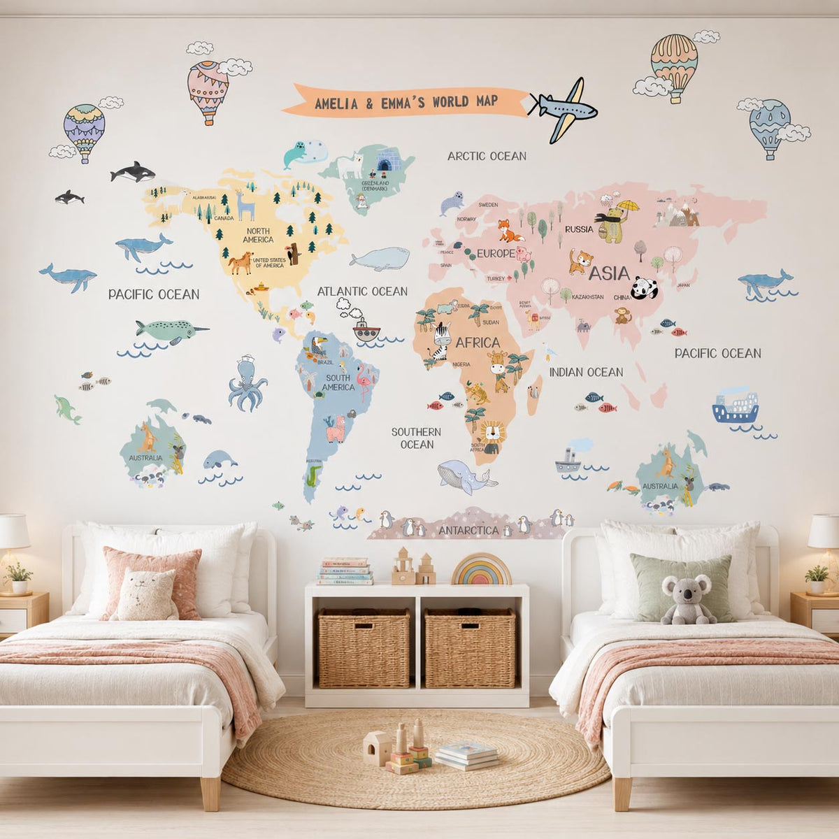 World Map Custom Dreamy Textile Decal for Kids Room product image 3 by Dos Junior