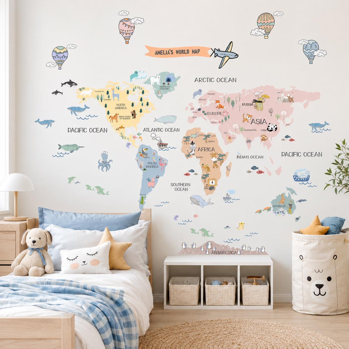 World Map Custom Dreamy Textile Decal for Kids Room product image 4 by Dos Junior