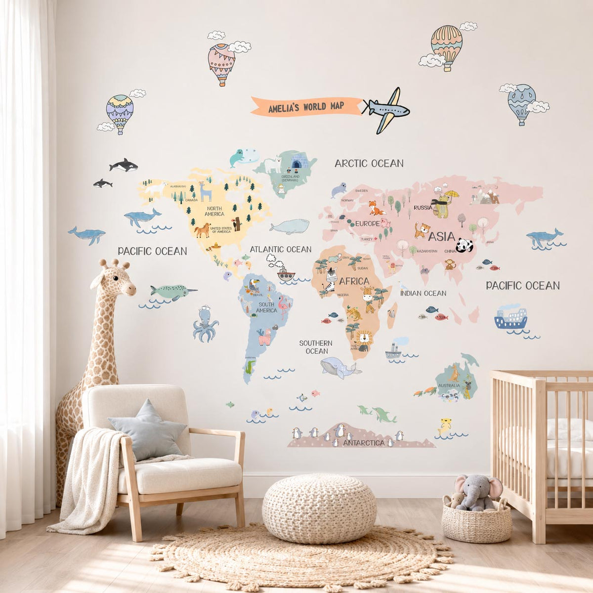 World Map Custom Dreamy Textile Decal for Kids Room product image 5 by Dos Junior