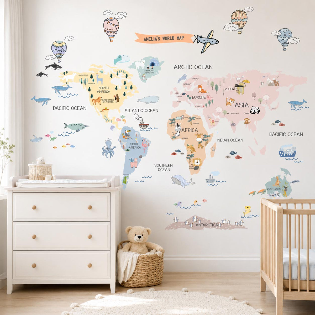 World Map Custom Dreamy Textile Decal for Kids Room product image 6 by Dos Junior