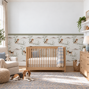 Custom Pet Toile Peel and Stick Sage Half Wall Wallpaper