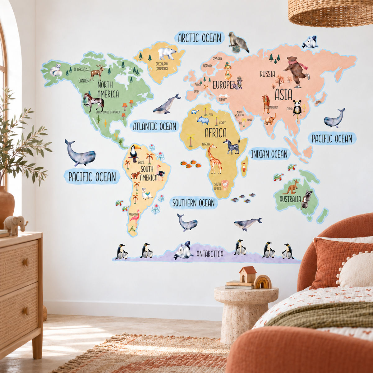 Love World Map Fabric Wall Decal