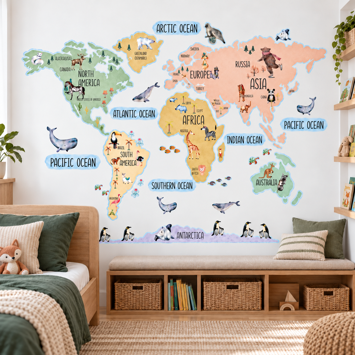 Love World Map Fabric Wall Decal