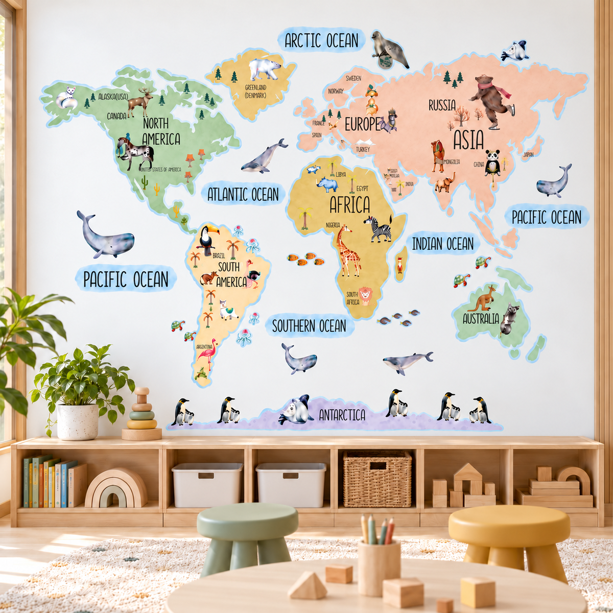 Love World Map Fabric Wall Decal