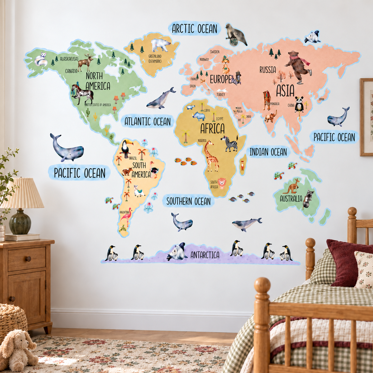 Love World Map Fabric Wall Decal
