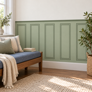 Traditional Peel and Stick Olive Green Half Wall Wallpaper