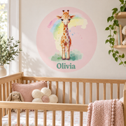 Personalized Round Giraffe Fabric Wall Decal
