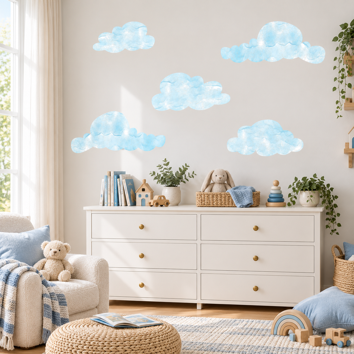 Big Clouds Sky Fabric Wall Decals