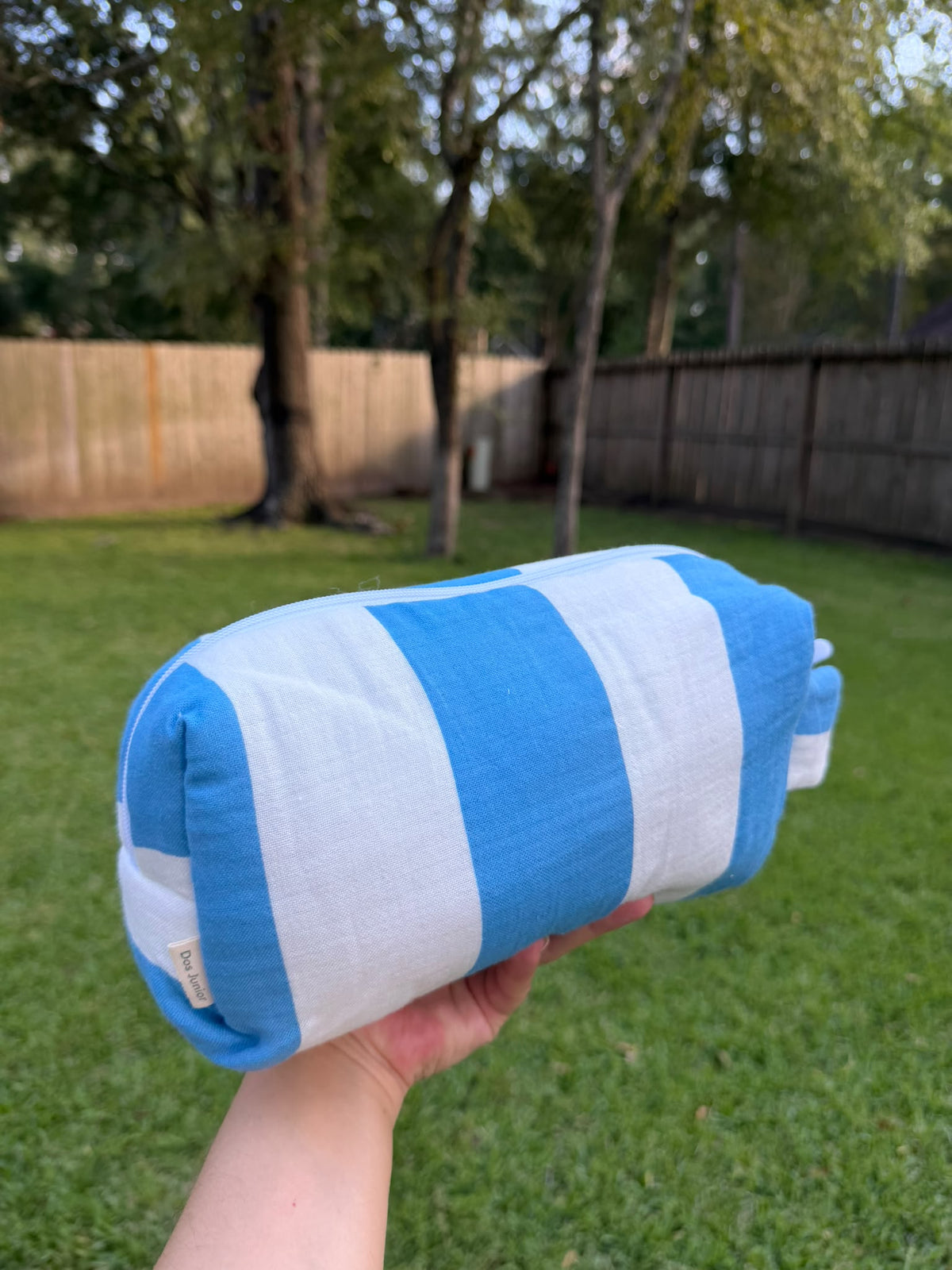 Blue Striped Cotton Muslin Pouch