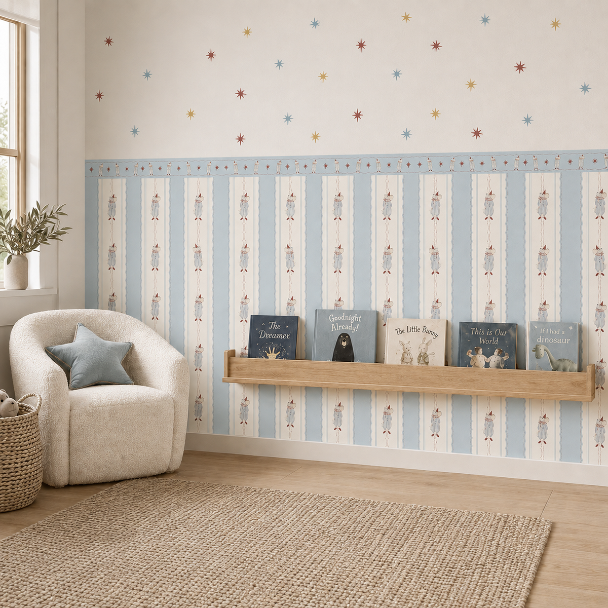 Vintage Circus Mouse Peel and Stick Half Wall Wallpaper