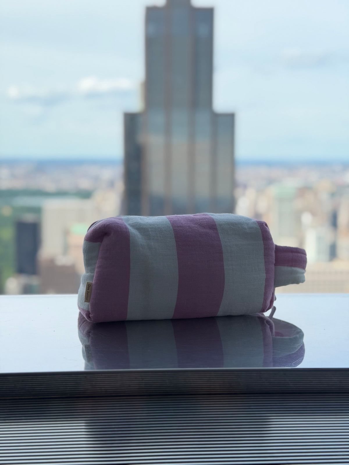 Pink Striped Cotton Muslin Pouch