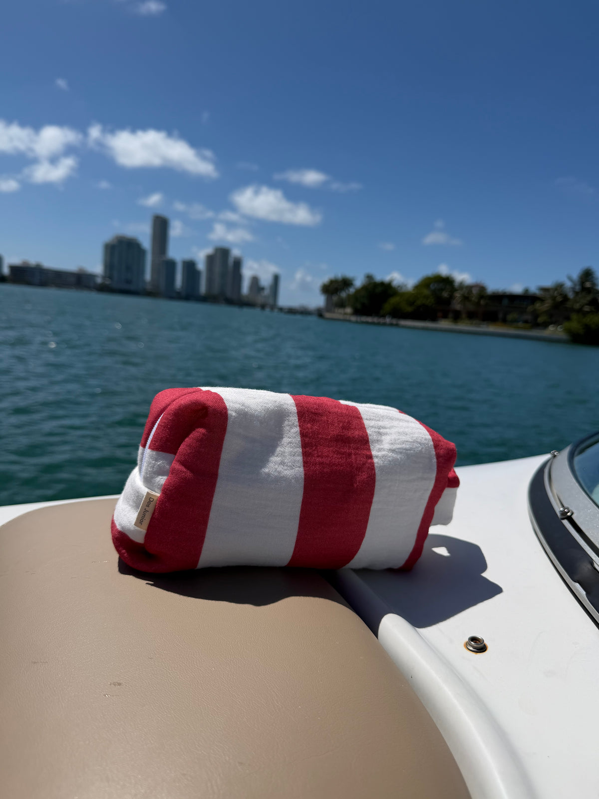 Red Striped Cotton Muslin Pouch