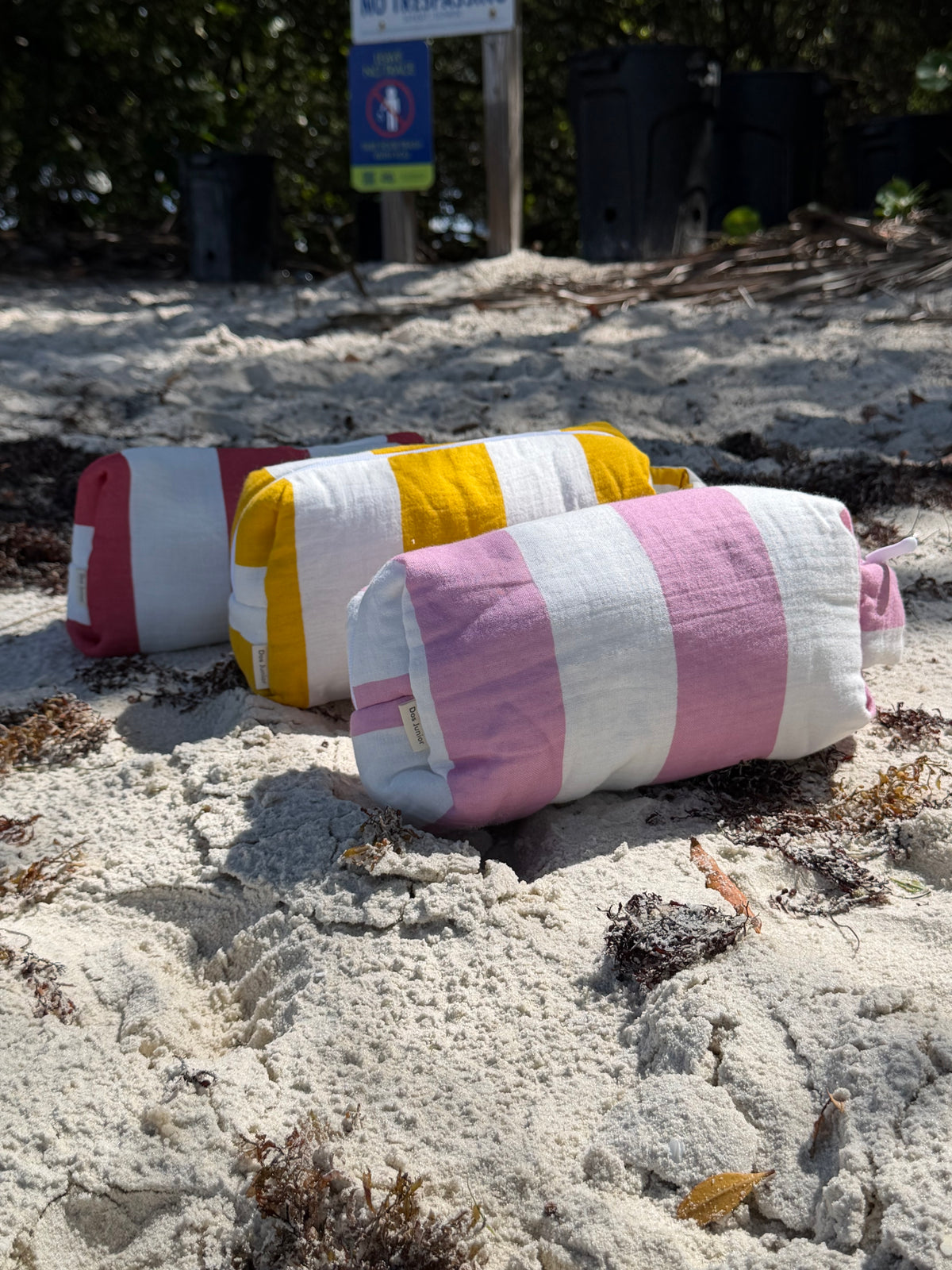 Pink Striped Cotton Muslin Pouch