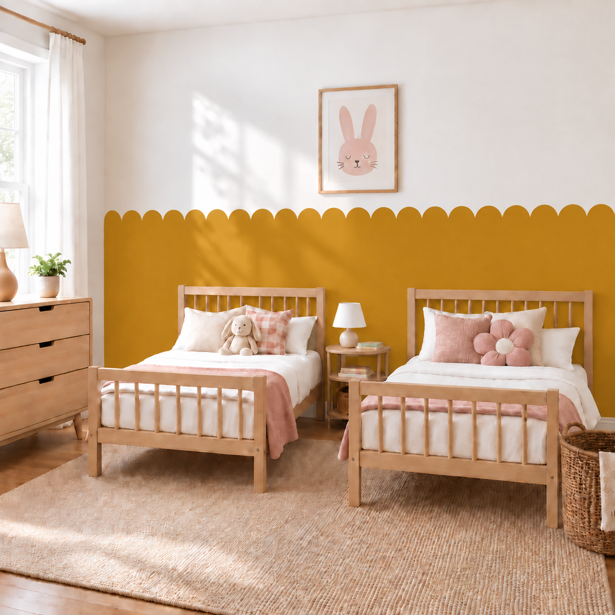 Scalloped Peel and Stick Limoncello Half Wall Wallpaper