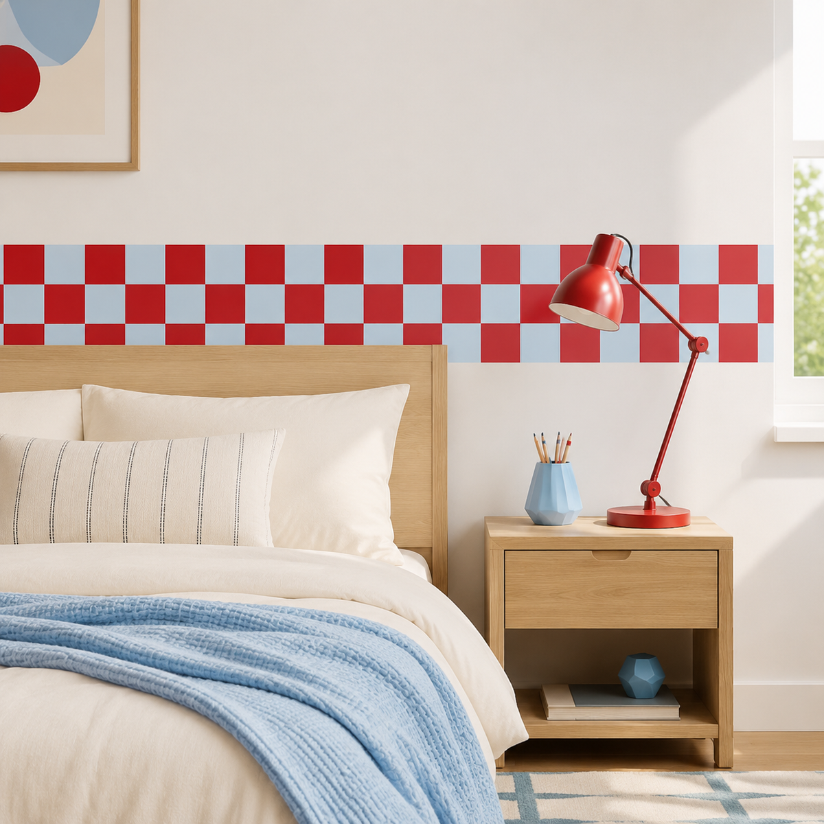 Checkerboard Peel and Stick Wallpaper Border | Fabric Wall Decal