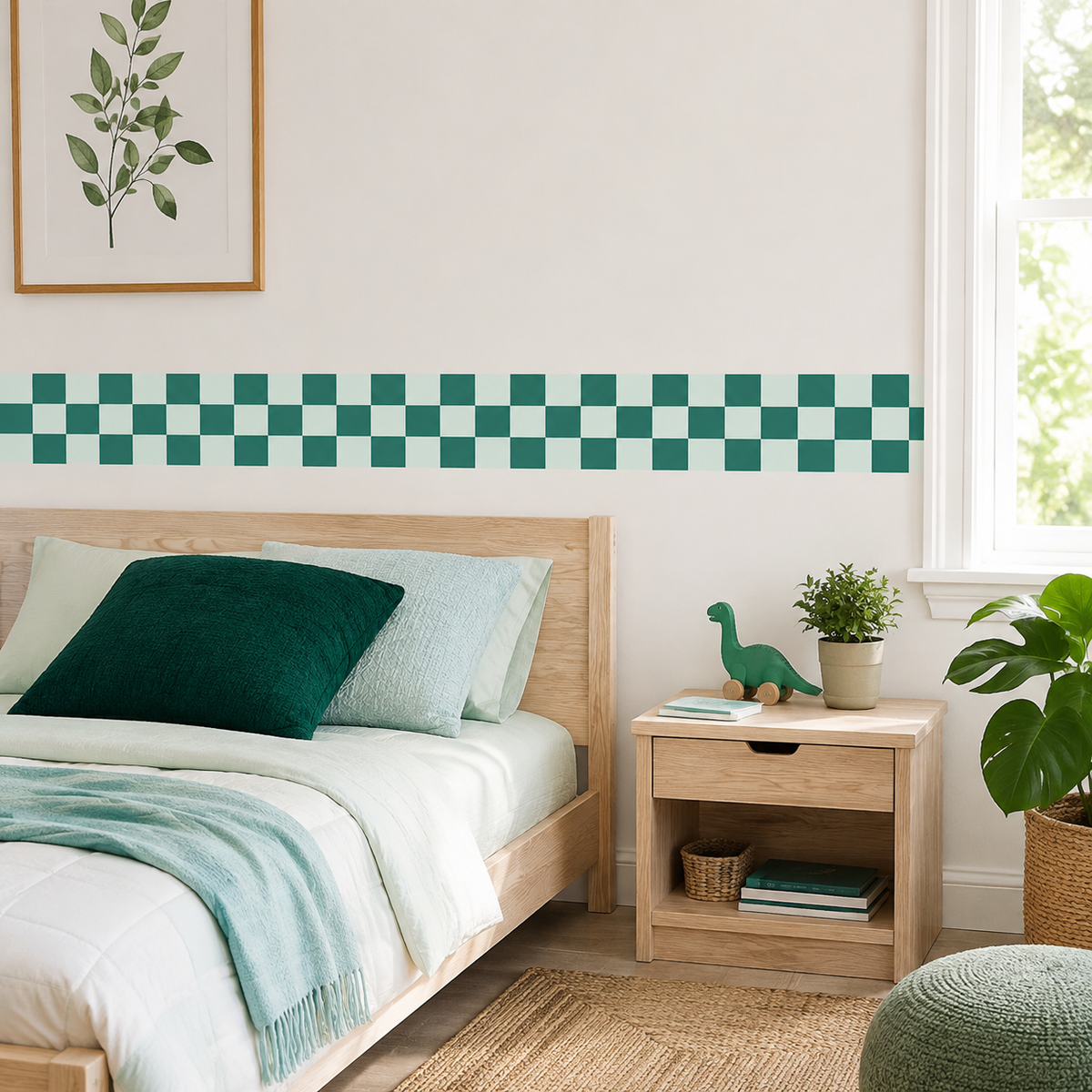 Checkerboard Peel and Stick Wallpaper Border | Fabric Wall Decal