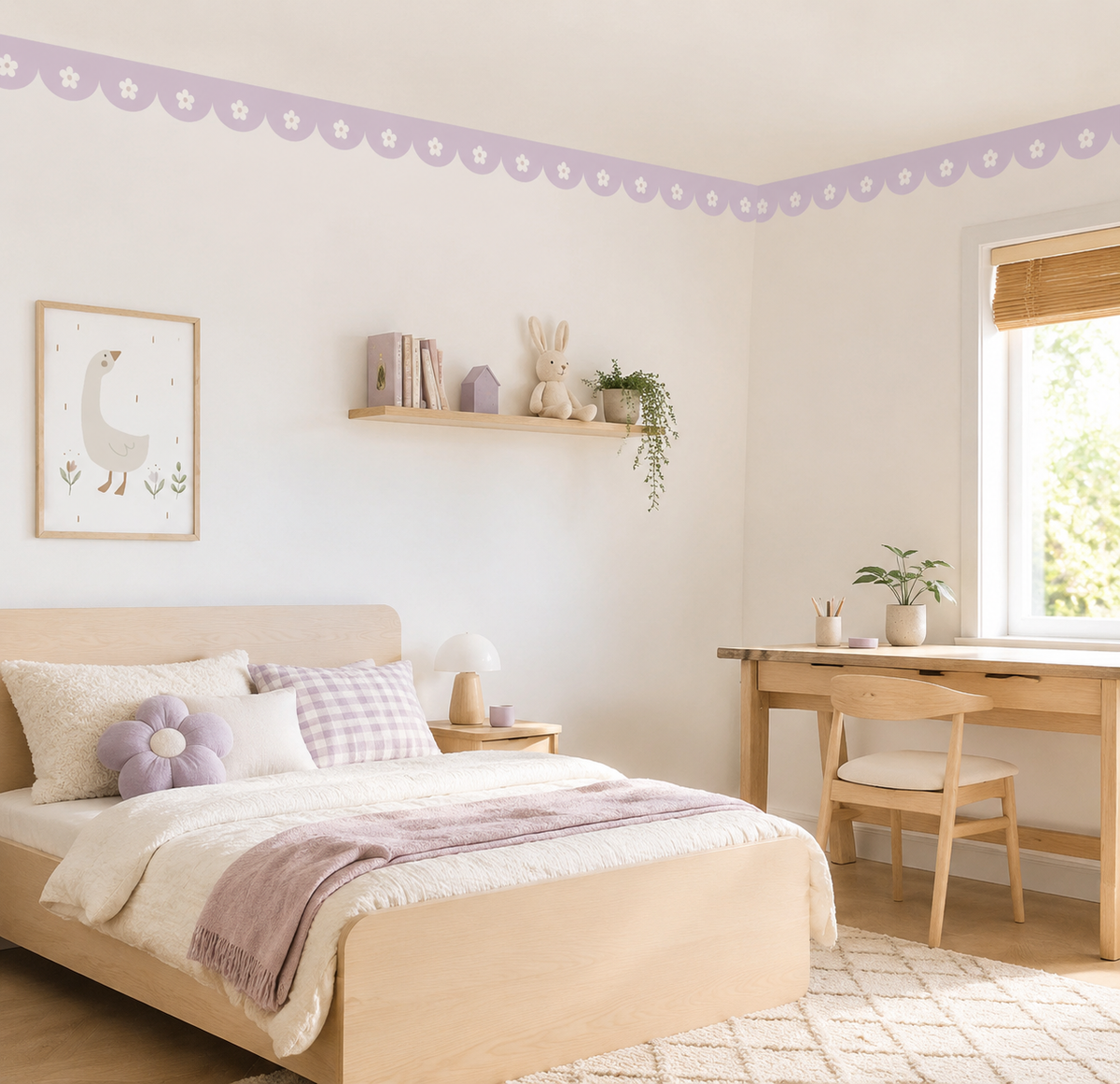 Daisy Scalloped Peel-and-Stick Wallpaper Border