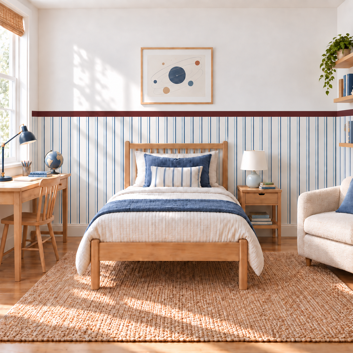 Vertical Stripe Peel and Stick Half Wall Wallpaper