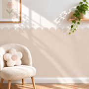 Scalloped Peel and Stick Almond Half Wall Wallpaper