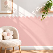 Scalloped Peel and Stick Soft Pink Half Wall Wallpaper