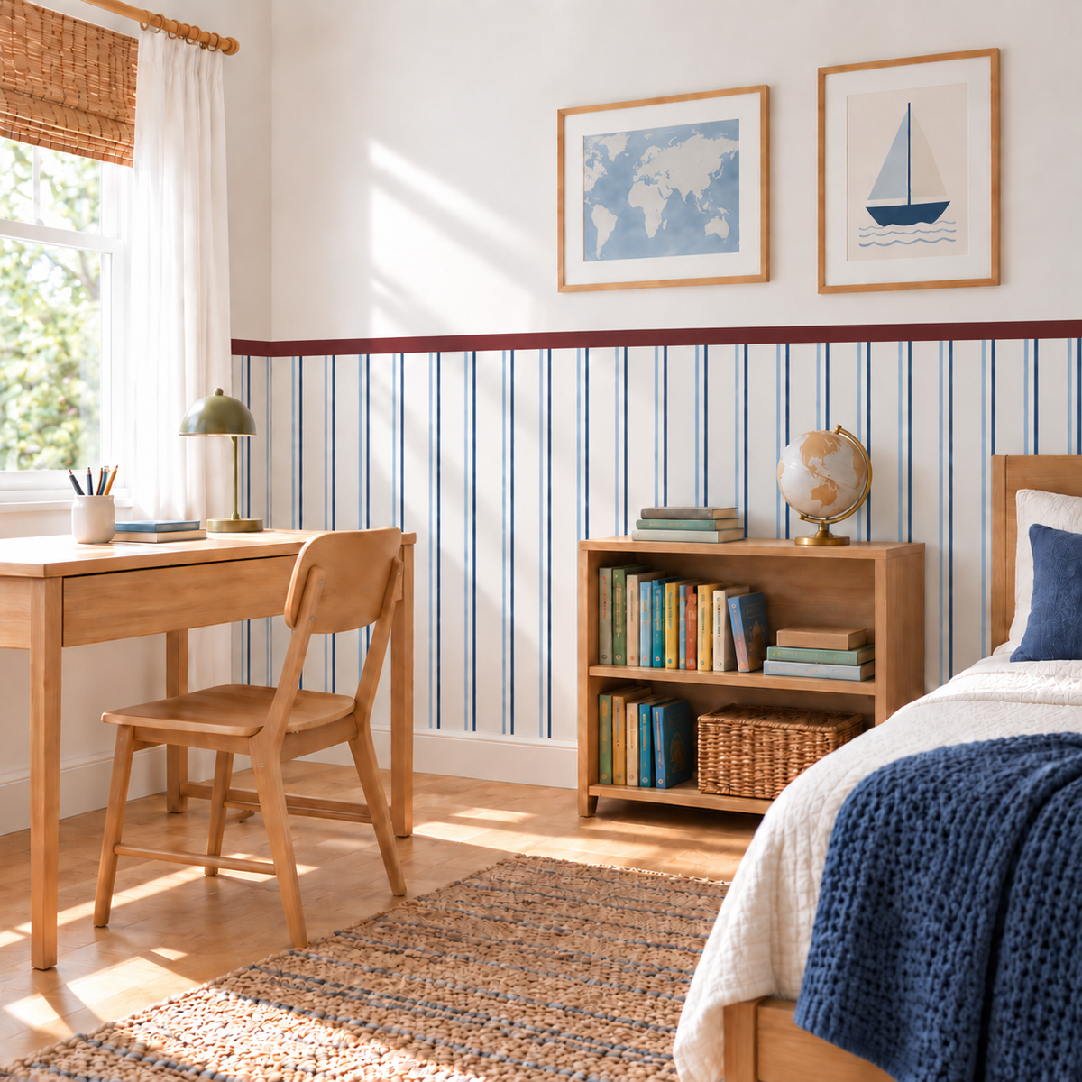 Vertical Stripe Peel and Stick Half Wall Wallpaper