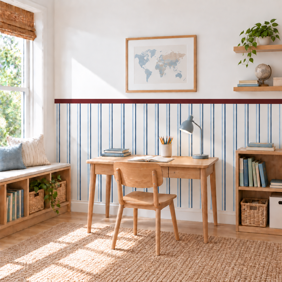 Vertical Stripe Peel and Stick Half Wall Wallpaper