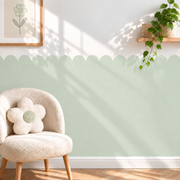 Scalloped Peel and Stick Mint Half Wall Wallpaper