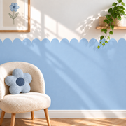 Scalloped Peel and Stick Baby Blue Half Wall Decal
