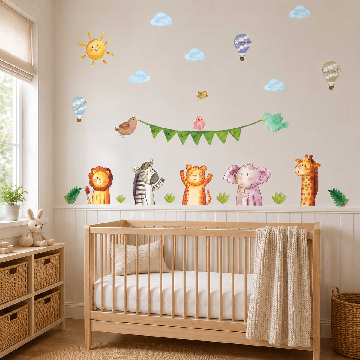 Custom Baby Safari Animals Textile Decal