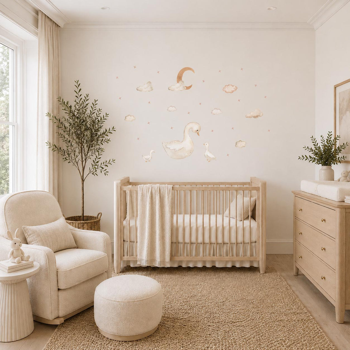 Baby and Mom Duck Textile Decals